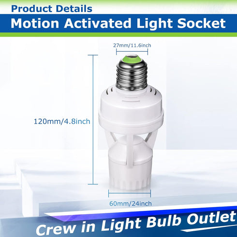 6 Bulb E26/e27 Bulb Hortsun Pieces Motion Sensor Light Socket Smart Screw in Light Outlet Compatible with Motion
