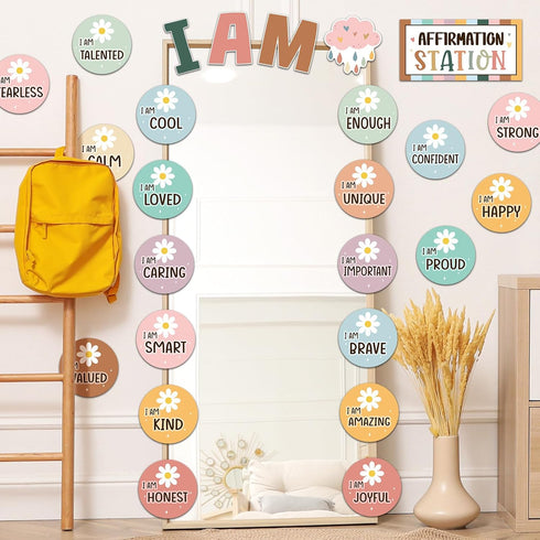 Frienda Boho Affirmation Station Bulletin Board Set, Motivational Posters and Positive Affirmations for Classroom