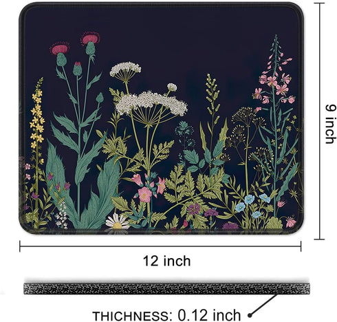 Mouse Pad - Square Nature Style Anti-Slip Rubber Mousepad with Stitched Edges for Gaming and Office