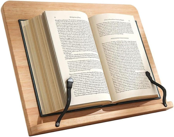 ZYEUNAGNB Reading Rack Wooden Bookshelf - Book Stand Foldable with 8 Adjustable Positions