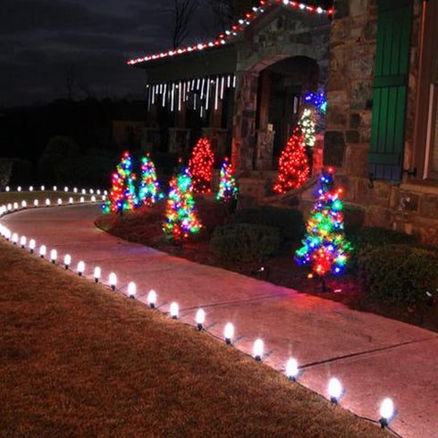 C9 50 33ft Dazzle Bright White Christmas Lights Outdoor, LED Waterproof Green Wire String Lights, Indoor Outdoor Fairy