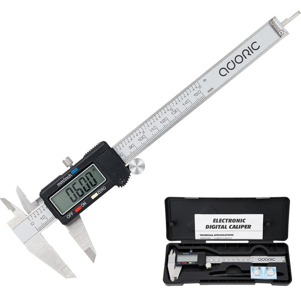 Adoric Digital Caliper, Electronic Stainless Steel Body with Large LCD Screen, 0-6 Inches, Inch/Millimeter Conversion