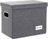 PRANDOM File Organizer Box Set of 2, Collapsible Decorative Linen Filing Storage with Lids, Office Cabinet Letter Size