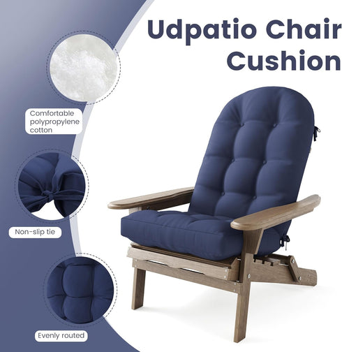UDPATIO Adirondack Chair Cushion with Ties Water-Repellent Fade-Resistant Outdoor Seat Pads High Back Support