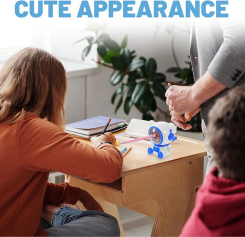 SEWACC Hand Crank Pencil Sharpener - Cartoon Astronaut Spaceman Shaped Manual Sharpener for Colored Pencils