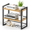 Office Desk Shelf Organizer, Wood Desktop Bookshelf Supplies Storage Rack, 2 Tier Shelf for Desk and Dresser (Black)