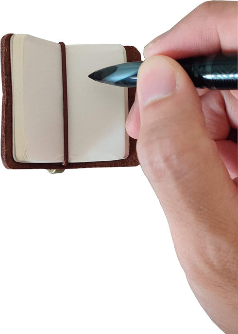 Miniature Notebook, Handmade Leather Cover, Portable Travel Sized Journal