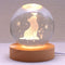 3.15in Crystal Cat Ball Lamp with Wooden Base - Cat Themed Gift