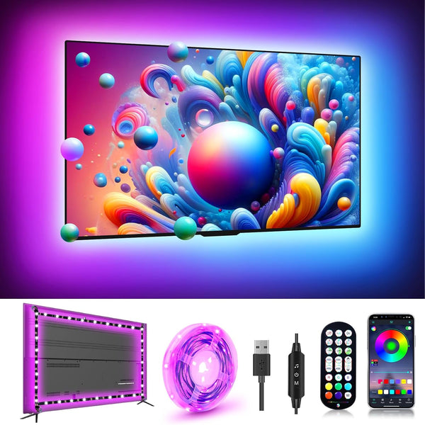 LED Lights for TV, 16.4FT Backlight that Changes with 65 inch TV, Remote & Bluetooth APP Control, Music Sync