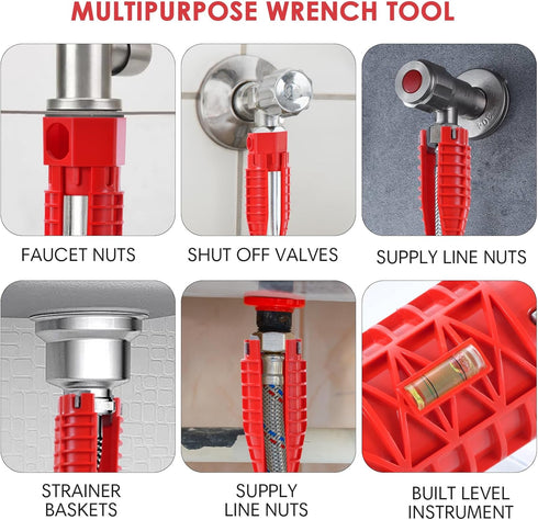 KUZIUA 25 1 Upgrade All in One Wrench Tool for Faucet and Sink, Faucet and Sink Installer with Useful Gadgets
