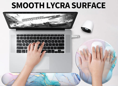 Ergonomic Mouse Pad Wrist Support, Memory Foam Keyboard Wrist Pad & Gel Wrist Rest Set for Easy Typing & Pain Relief