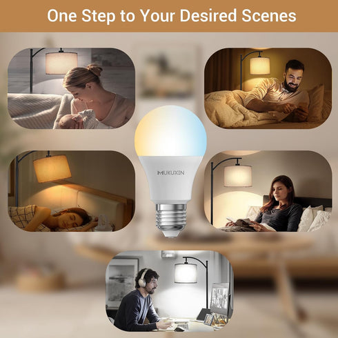LED Light Bulb with Remote Control, 12W Dimmable 3000K-6000K, E26 100 Watt Equivalent, Timer & 4 Scene Modes, 50FT Range