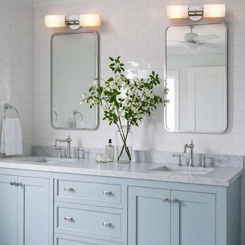 2-Light Tawson Talos Wall Sconce Light in Brushed Nickel with Satin Etched Glass Shade for Hallway, Entryway, Passway