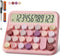 Mechanical Calculator 12 Digit, Extra Large 5-Inch LCD Display, DECKLIT Battery Desk Calculator for Kids (Rose)