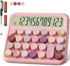 Mechanical Calculator 12 Digit, Extra Large 5-Inch LCD Display, DECKLIT Battery Desk Calculator for Kids (Rose)