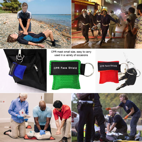 AOUTACC 20 Pack CPR Face Shield Mask, Keychain Disposable Emergency Kit for First Aid Cardiac Resuscitation