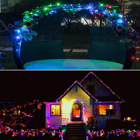 2 Pack 200 85.2ft 8 LED Solar String Lights, Modes Solar String Lights for Outside, Waterproof and Solar Powered