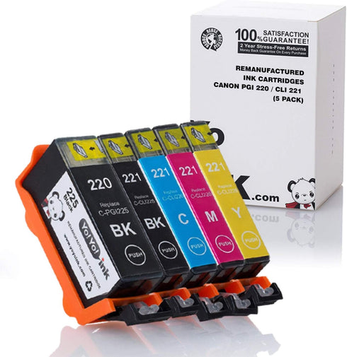 YoYoink Compatible Ink Cartridge Replacement for Canon PGI-220 220 / CLI-221 221 High Yield (5-Pack)