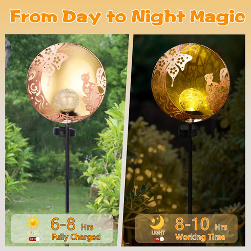 Unique Birthday Gifts for Women Mom Grandma,Solar Butterfly Cat Garden Lights Outdoor Decor,Housewarming Gifts New Home