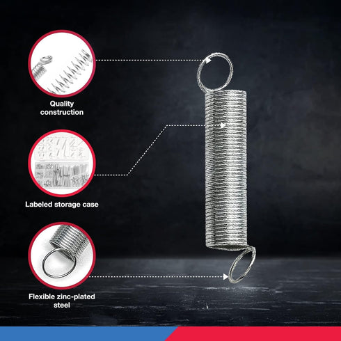 Spring Assortment Set, NEIKO 50456A, 200 Piece, Zinc Plated Steel Mechanical Compression Springs