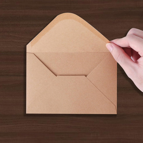 V-flap Kraft Envelopes, 50 Pack, 4 x 6 Inch, Brown Card Envelopes, A4 Invitations, Postcard Envelopes with Gummed Flap