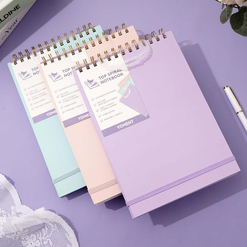 Yoment Top Spiral Notebook, Hardcover Steno Pads, 240 Pages Top Bound Spiral Notebooks, 7"x10" College Ruled Spiral Notepad Left-Handed Notebooks for Work School Office Business,Purple by Yoment