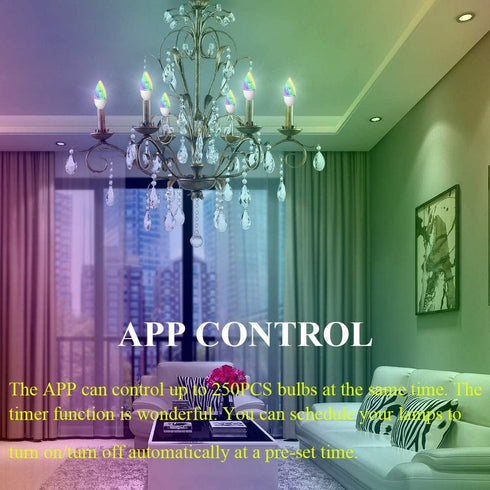 Bulbs,Smart Bulb E12 Dimmable 120v Lightbulbs,2 Pack Chandelier Light Candelabra Led Light Decorative White & Color