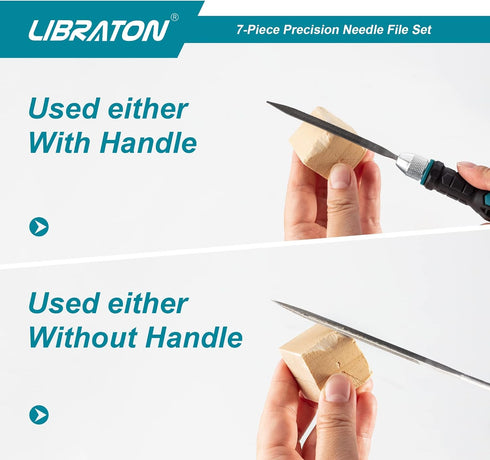 Libraton Needle File Set, 6PCs Interchangeable Small Files for Precision Metal Work and Woodworking