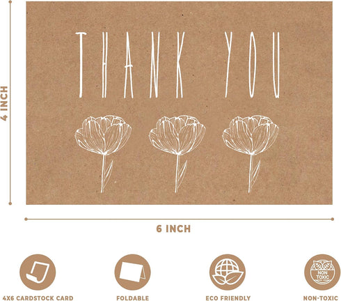 4x6 20 Pack 4 Purple Q Crafts Thank You Cards Brown Craft Paper Designs of Assorted Blank Thank You Greeting Cards