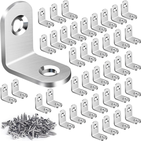 DOUDOULE 40PCS L Bracket Corner Brace Sets, Stainless Steel L Brackets for Wood
