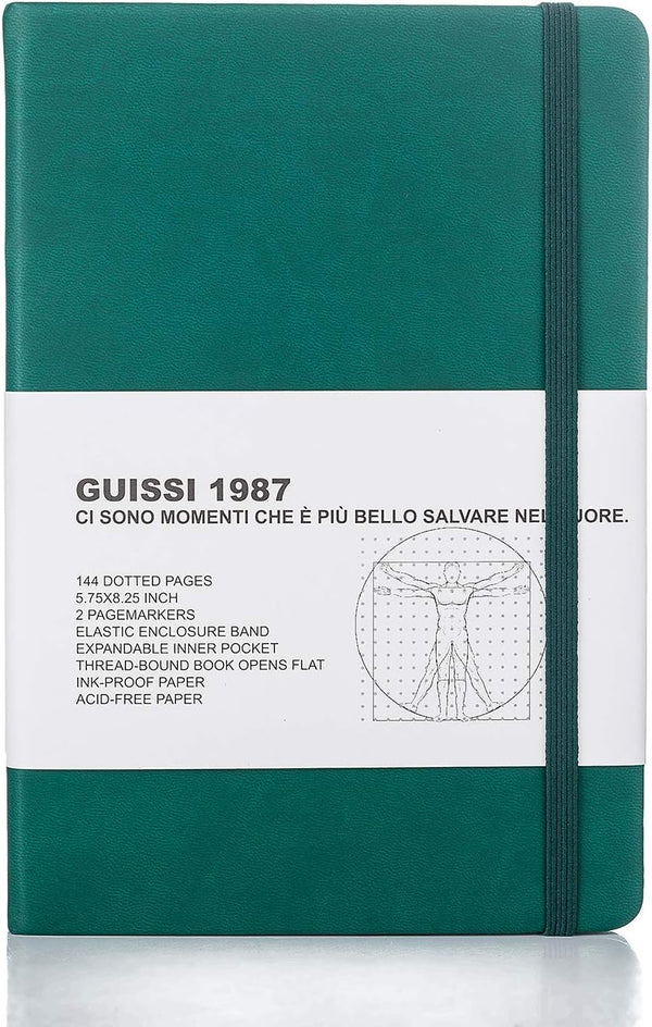 Classic Dotted Grid Bullet Notebook Journal, A5 Premium Hard Cover with 144 Pages, Acid-Free Paper, Designed in
