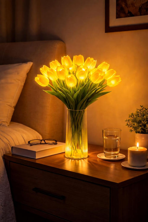 HJJMIEV 15 Radiant Romantic Tulip Light, PCS Twinkling LED Tulips that Never Fade, Flower Shaped Night Light