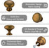 5-Pack Antique Brass Cabinet Knobs, Vintage Round Drawer Knobs for Kitchen Cupboards, Unique Home Improvement