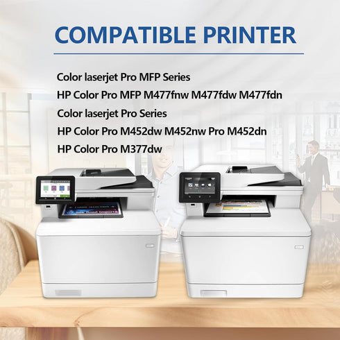 Replacement CF410A 410A Black Compatible Toner Cartridges for Color Pro MFP M477fdn M477fdw (2 Pack)