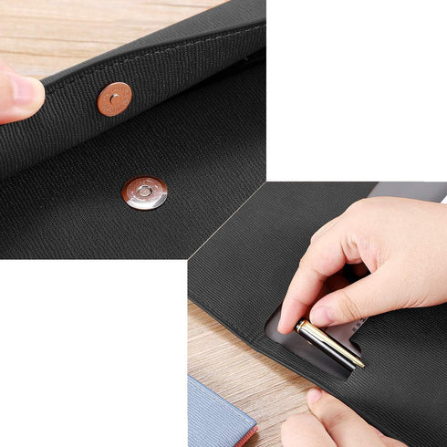 Enyuwlcm 2 Packs PU Leather A4 Document Holder, Waterproof Portfolio Envelope Folder Case with Snap Closure