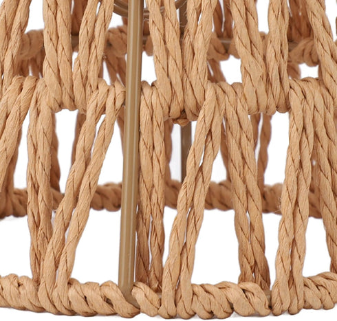 HEEPDD 3PCS E14 Bulb, 9cm 14cm 3PCS Faux Rattan Lampshade, Rope Clamp/Holder On Lampshade for Top Bottom, Perfect