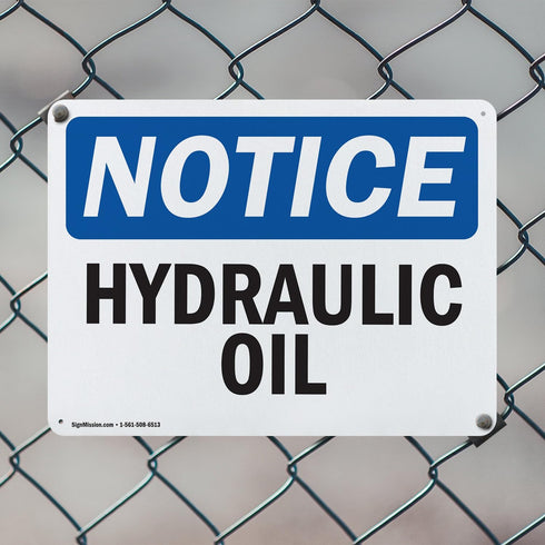 (2 Pack) Hydraulic Oil OSHA Notice Sign 10 Inch X 7 Inch Plastic Sign, Weather Resistant for Workplace and Construction