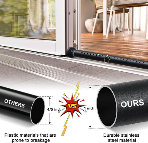 LAIDER HEROS Bar17.5-50 inch Sliding Door Security Adjustable Patio Door Security bar, Heavy Duty Window Security Bars