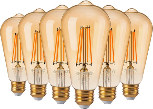 EDISHINE 6 Pack Vintage LED Edison Bulbs, 8W Equivalent 60W, ST64 Dimmable LED Light Bulbs, 700LM 2200K Amber Warm