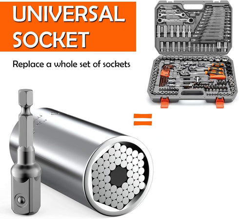 Universal Socket Super Socket Wrench Set with Power Drill Adapter (7-19mm) - Gifts for Men