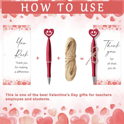 Jetec Valentine's Day Appreciation Gifts, Heart Pens with Thank You Cards, Smile Face Ballpoint Pens for Team Coworker