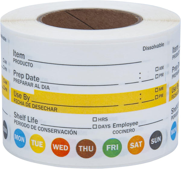 Dissolvable Label Shelf Life for Food Rotation Use by L LIKED | Stickers 2 x 3 Inch Roll of 250 Labels