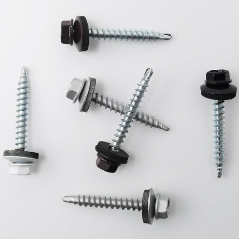 250pcs #10 x 1-1/2" White Hex Head Self-Drilling Metal Roofing Screws, EPDM Washer, Colored Head, Sheet Metal Roof