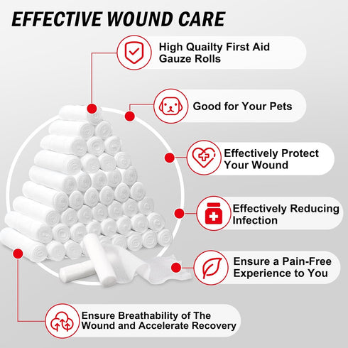 90 Pack, 4 4.1 Mummy DMSKY Gauze Rolls in x Yards, Individually Wrapped Gauze Wrap Roll for Wounds,Premium Rolled Gauze