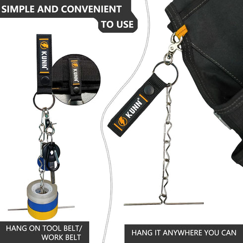 KUNN Electrical Tape Holder, Dual-Use Tape Thong, Enhanced Fast Tape Holder Chain for Tool Belt with Keyring, Snap Loop