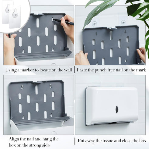 Yaomiao 2 Commercial 10.6" 4" 8", Pcs Paper Towel Dispenser Wall Mount, Paper Towel Holder No Drilling or Screws
