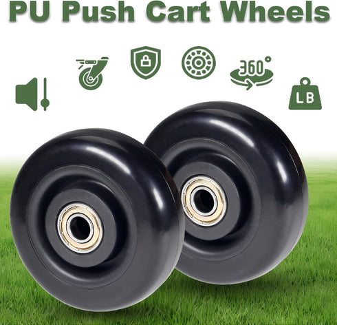 4" 1.26" 4 Inches 3/8" x Push Cart Wheels PU Caster Wheel Workbech Wheels, Grocery Cart Wheels, Replacement Just Wheels