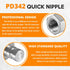 PD342 Quick Nipple Test Port and Diagnostic Equipment for PD Series Couplers, 1/8" Body Size, 1/4"-18 NPTF Thread