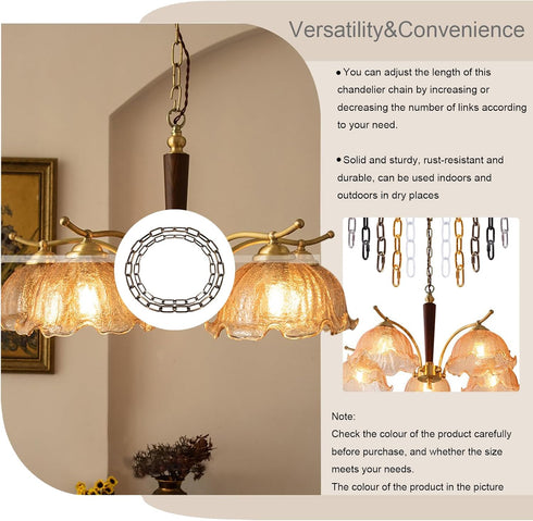 (56",Silver) Metal Lighting Chian, Heavy Pendant Lamp Fixture Chain