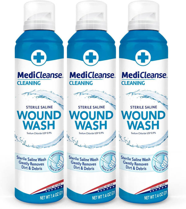 MediCleanse First Aid Sterile Saline Wound Wash, Promotes Healing, No Stinging or